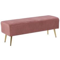 banco de terciopelo rosa dorado 118 cm patas metal glamour paterson