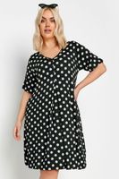 yours vestido negro de pico con lunares blancos mujer curvy y tallas grandes yours