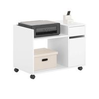soporte para impresora multifuncional armario de oficina mesa auxiliar con 1 cajon 2 compartimentos4 ruedas y 1 puerta blanco 72 x 40 x 54 cm ask02-w sobuy es