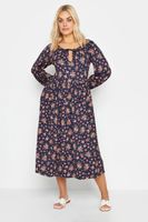 yours vestido midaxi azul marino de flores mujer curvy y tallas grandes yours