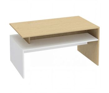 Homcom mesa de centro moderna, mesa baja para salón con compartimento para salón, sala de estar, 95x55x50 cm, natural y blanco