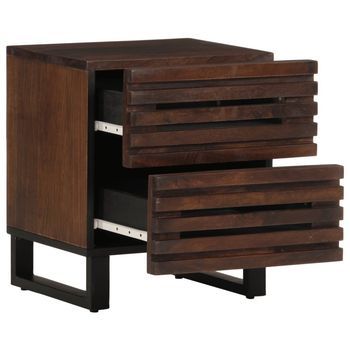 Mesita De Noche | Mesilla De Noche De Madera Maciza De Mango 40x34x46 Cm