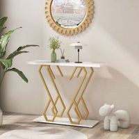 mesa de entrada marmol artificial consola moderna 100x30x79 cm blanco