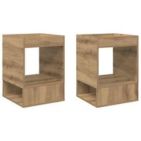 2 piezas mesa auxiliar  mesa de apoyo roble artesanal 40 x 40 x 56 cm