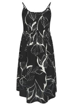Yours Vestido De Tirantes Negro De Flores, Mujer Curvy Y Tallas Grandes, Yours
