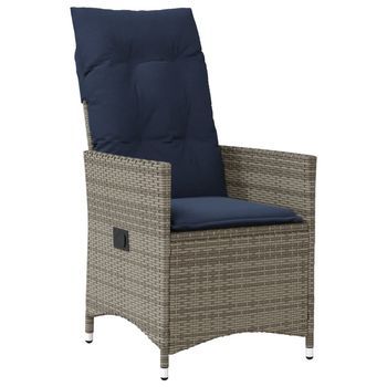 Silla De Jardín Reclinable Con Cojines De Ratán Sintético Gris Cfw419843