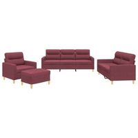 juego de sofas con cojines 4 piezas tela rojo tinto