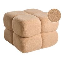 puf moderno cuadrado decorativo dormitorio sala de estar reposapies boucle beige caliente