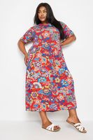 yours vestido midi rojo de flores mujer curvy y tallas grandes yours