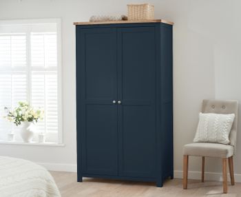 Somerset Oak and Blue Two Door Wardrobe