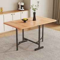 mesa de comedor plegable para 4 a 6 cubiertos - madera mdf y metal - natural