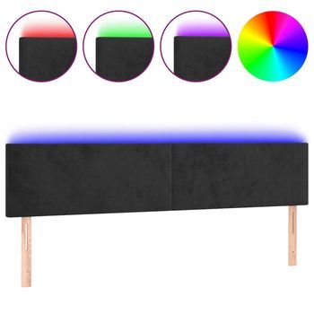Cabecero Cama Con Led | Panel De Cabecera De Terciopelo Negro 160x5x78/88 Cm