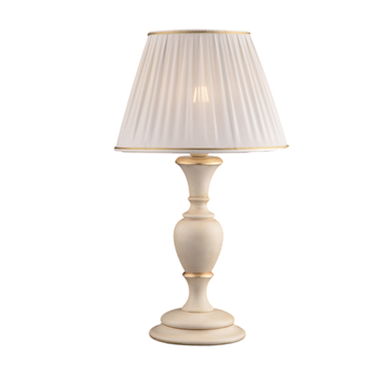 Lámpara Fiorenza De Madera Marfil Y Oro, 1 Luz Con Pantalla Dm.35 H.62 Ø35 Bl172-lm-av