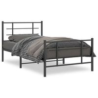 cama para adulto  cama individual  estructura de cama con cabecero y estribo metal negro 100x200cm