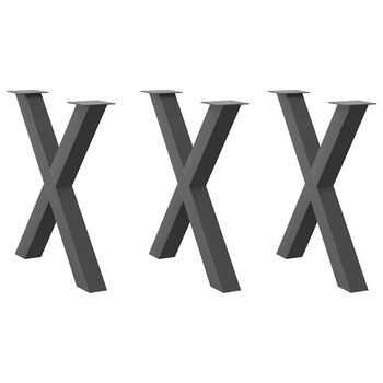 Patas Para Mesa De Comedor En Forma De X (3 Unidades), Antracita, 70 X (72-73) Cm, Acero Vidaxl