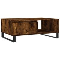 mesa de centro de diseno rustico con 2 compartimentos 90 x 60 x 35 cm madera de ingenieria marron y hierro dec038555