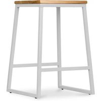 taburete diseno industrial - madera y metal - 60cm - big boy  gris claro