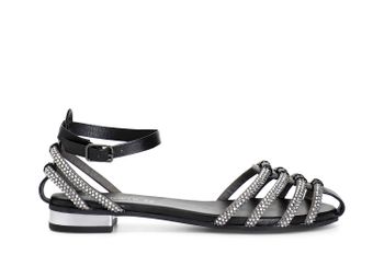 sandalias de piel con microstrass. black