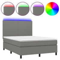 cama box spring colchon y luces led tela gris oscuro 140x190 cm vidaxl