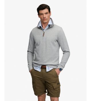 Superdry para hombre. M2014535A Sudadera Essential Half Zip gris (L), Casual, Algodón