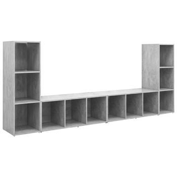 Muebles De Salón 4 Uds | Mueble Tv Madera Ingeniería Gris Hormigón Cfw81699