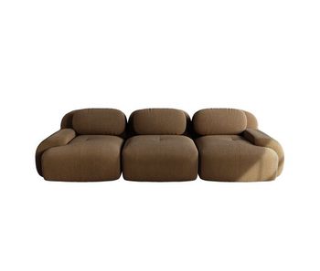 Sofá modular 3 plazas - cordstoff premium, rústico, ergonómico y sin montaje - marrón