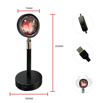 Sunset lamp con USB Raycool  - Lámpara Proyectora de Atardecer 360°, Luz Nocturna LED Romántica para Fotografía y Decoración [Eficiencia Energética A+++]