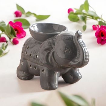Quemador de perfume en cerámica lacada gris - h11cm