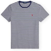 polo ralph lauren camiseta custom slim fit striped t-shirt - navywhite para hombre