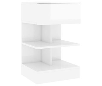 Vidaxl mesita de noche madera contrachapada blanco brillo 40x35x65 cm