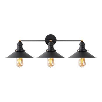 Lámpara De Pared Conical-12185 Negro Oro Cobrizo Metal 75x27x20 Cm