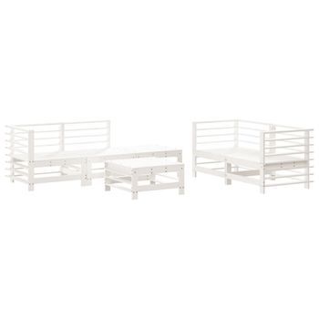 Juego De Muebles De Jardín 6 Piezas Madera Maciza Pino Blanco