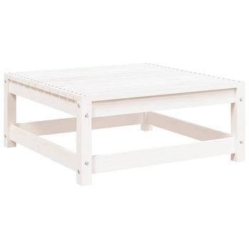 Taburete De Jardín | Otomana De Jardín | Reposapiés De Jardín Madera Maciza De Pino Blanco 70x70x30 Cm