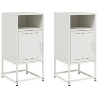 juego de 2 mesitas de noche - mesillas acero blanco 36x39x78 cm mc5666