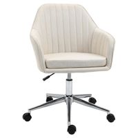 vinsetto silla de oficina silla de escritorio giratoria con altura ajustable y reposabrazos para estudio tocador 61x59x96cm beige