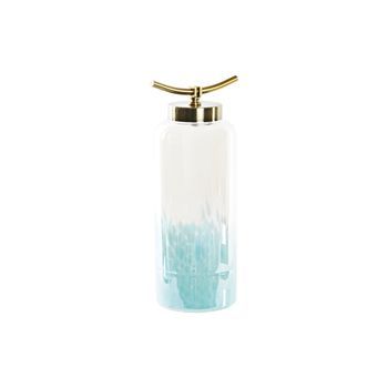 Jarron Cristal Metal 19x15x41 14,5 Azul