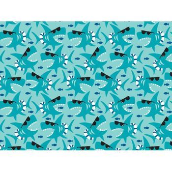 Fotomural Vinilo Infantil Tiburones Gafas De Sol 350 X 250 Cm