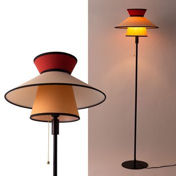 Lámpara De Pie Multicolor Ø40 cm, Pantalla Textil Y Madera, E27, Estilo Retro-boho Citronela 