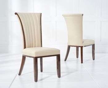 Alpine Cream Leather Dining Chairs - Cream