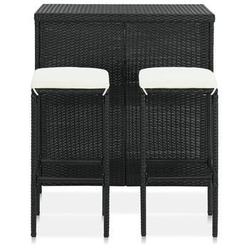 Conjunto Conjunto Mesa Y Sillas Jardin De Bar Jardín 3 Uds | Mueble Jardin Mesa Y Sillas Ratán Sintético Negro