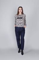 sueter de cuello redondo estampado con pedreria multi animalier