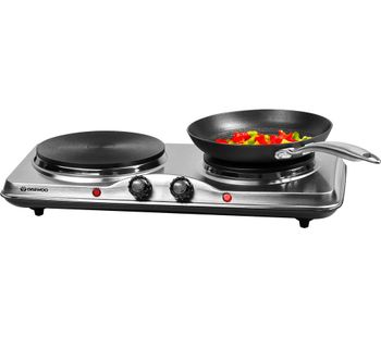 DAEWOO SDA1732 Double Electric Hot Plate - Silver, Silver