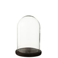 campana decorativa con base marron en cristal transparente 175 x 175