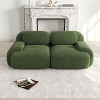 sofa verde 2 plazas modular sin marco de pana con reposabrazos curvos