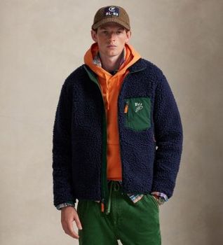 Polo Ralph Lauren para hombre. 710980869001 Chaqueta polar con logo marino (XL), Casual, Poliéster Reciclado, Sostenible