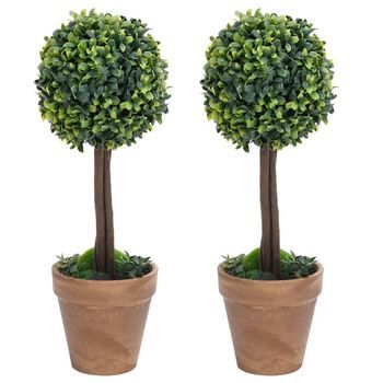 Plantas De Boj Artificial 2 Uds Forma Bola Maceta Verde 41 Cm Vidaxl