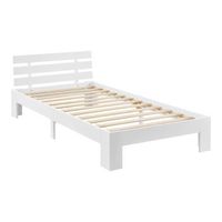 estructura de cama para adultos con somier de laminas de madera de pino blanco 120 x 200 cm 030004749