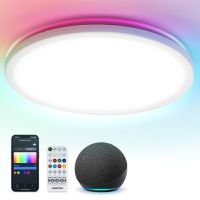 aigostar mesh - lampara techo inteligente delgada bluetooth mesh o400mm 36w lampara techo alexa 3500lm 3000k-6500k y rgb regulable plafon led techo para dormitorio salon cocina