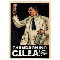 legendarte - cartel publicitario vintage champagnino cilea - cuadro lienzo impresion digital cm 50x70