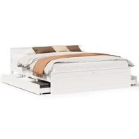 cama de matrimonio  cama de adulto  cama sin colchon con cabecero madera de pino blanco 180x200 cm